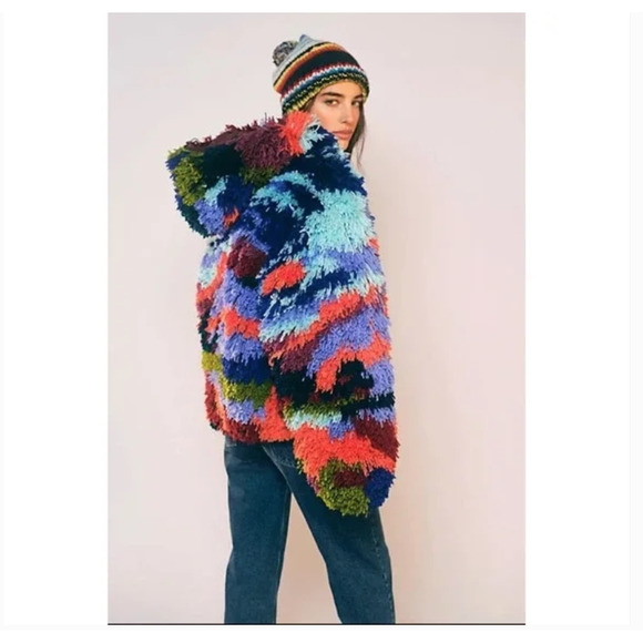 Free People Multicolor Fuzzy Jacket - Picture 3 of 9